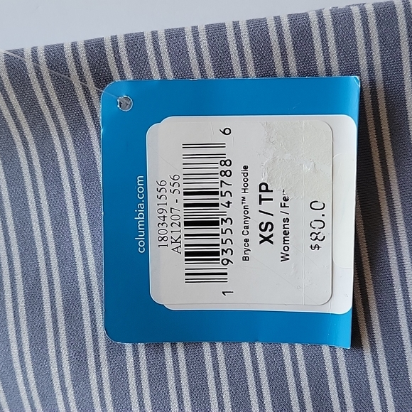 NWT, Columbia Bryce Canyon blue and white striped women's XS Hoodie - Picture 11 of 15